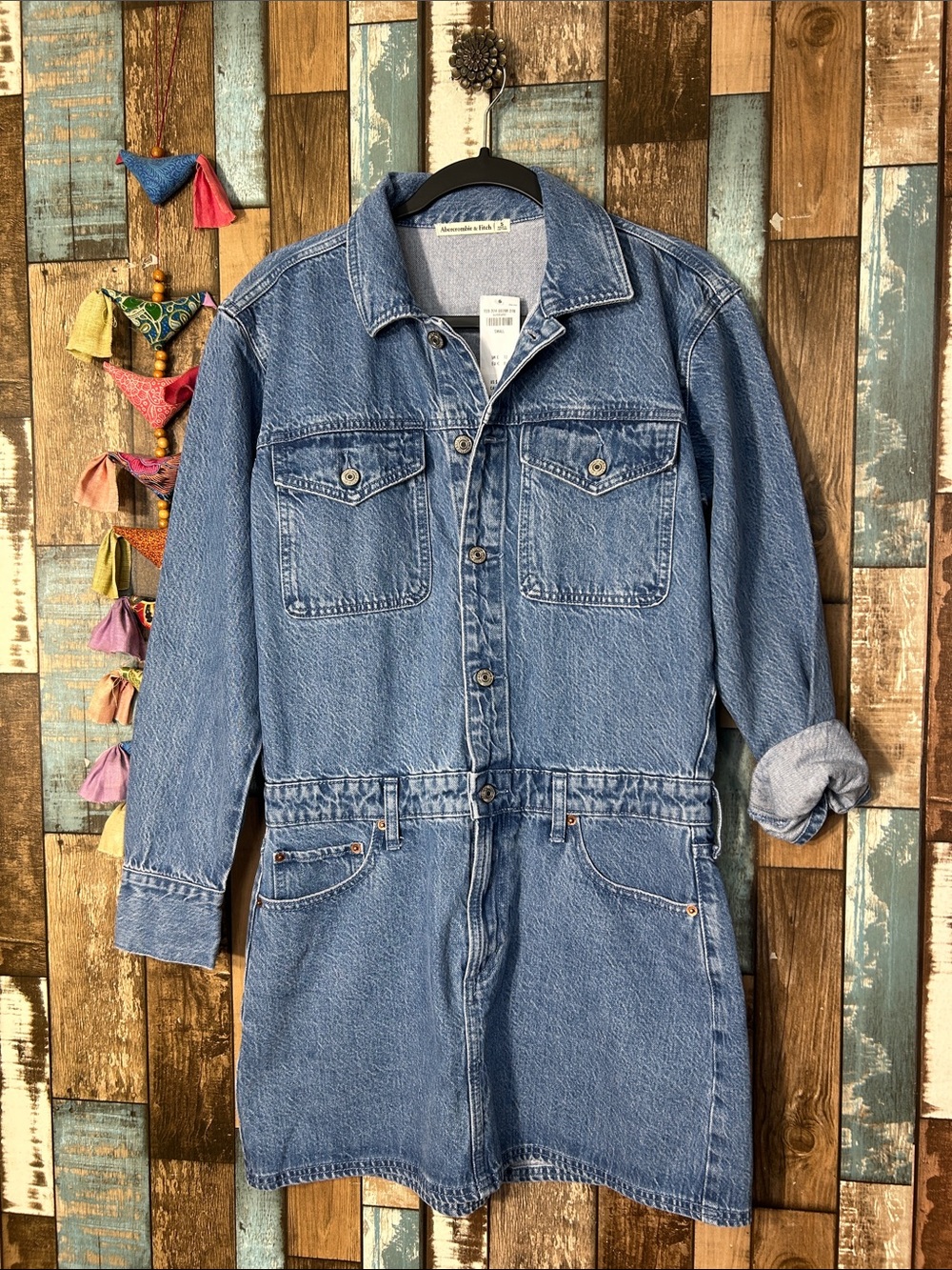 Abercrombie & Fitch Faded Blue Denim Jacket Dress